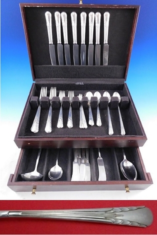 Orchid by International Sterling Silver Flatware Set for 8 Service 68 pcs Dinner